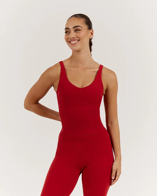Act Now LUXE BROOKE LONGLINE TOP - CHERRY