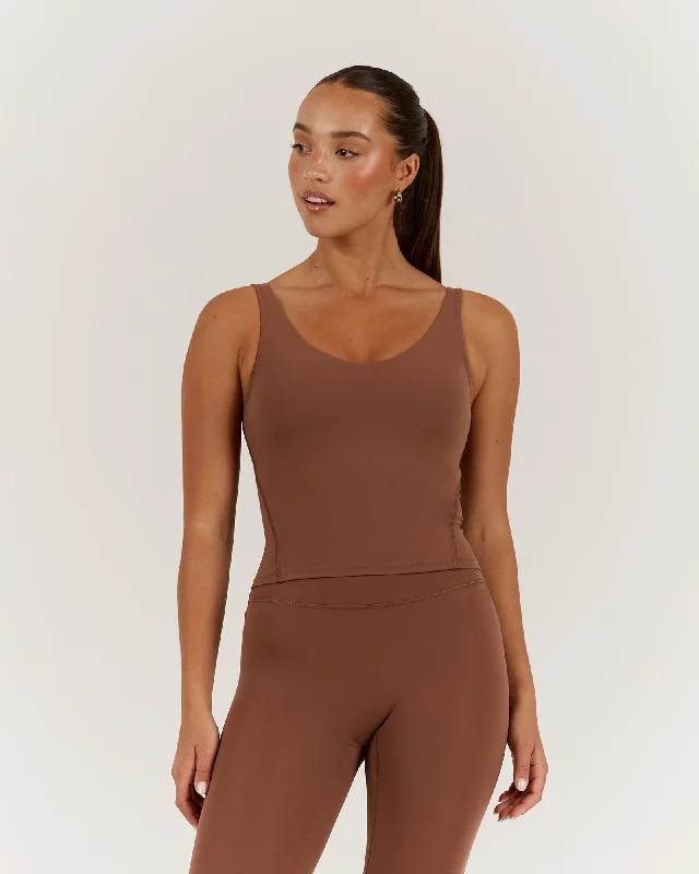 Stock Up and Save LUXE BROOKE LONGLINE TOP - TOFFEE