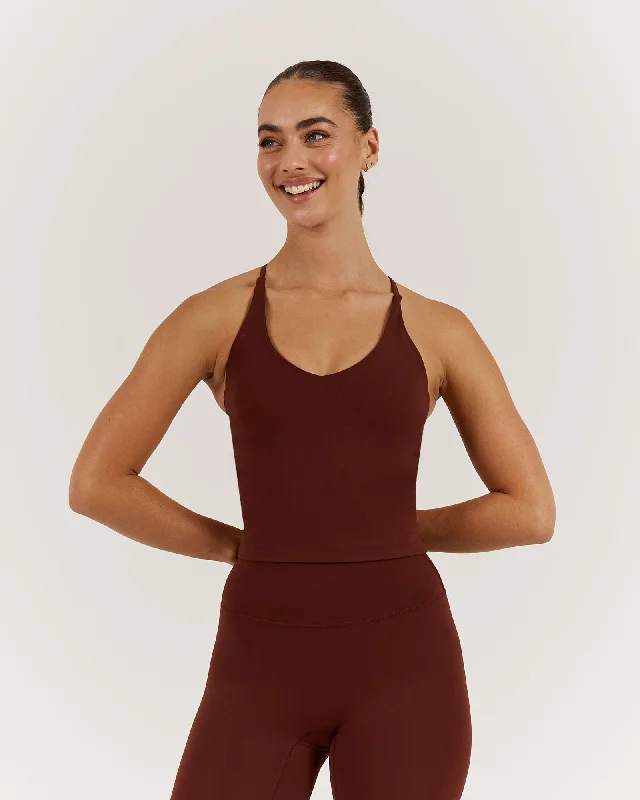 Online Exclusive LUXE KELSEY TOP - CHOCOLATE