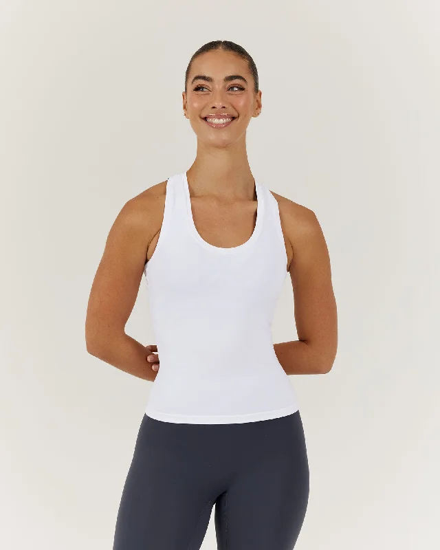 Fantastic Offers LUXE LONGLINE TANK - WHITE