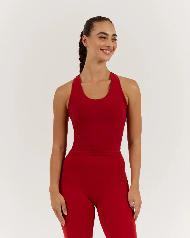 Exclusive Deal LUXE MIDRIFF TANK - CHERRY