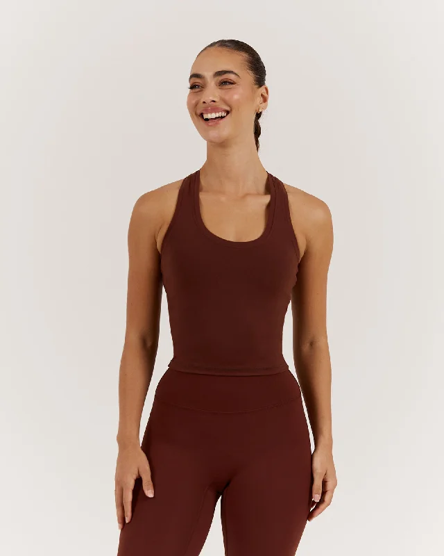 Hot Deal LUXE MIDRIFF TANK - CHOCOLATE