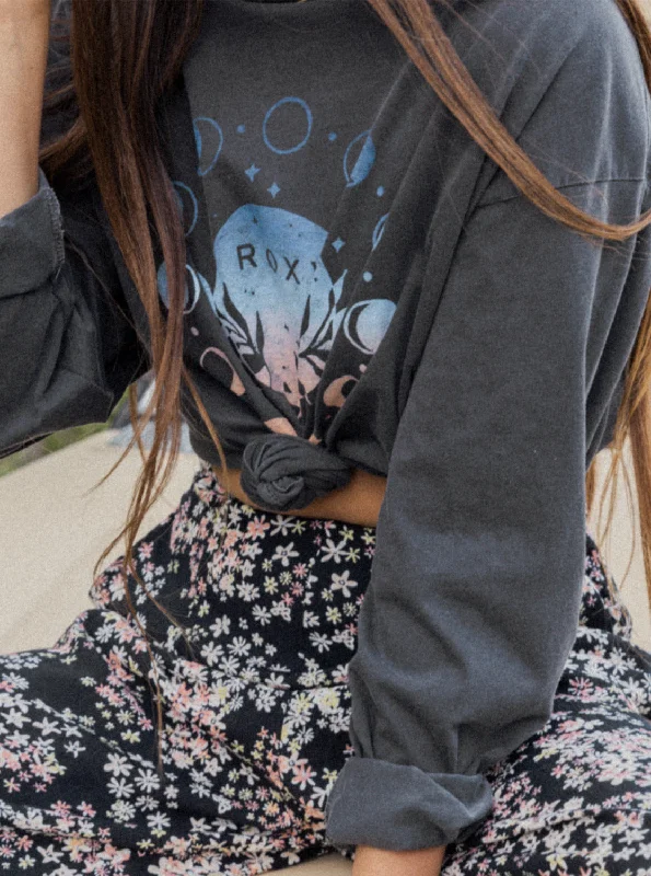Today's Special Moon Stars Oversized Graphic Long Sleeve T-Shirt - Anthracite