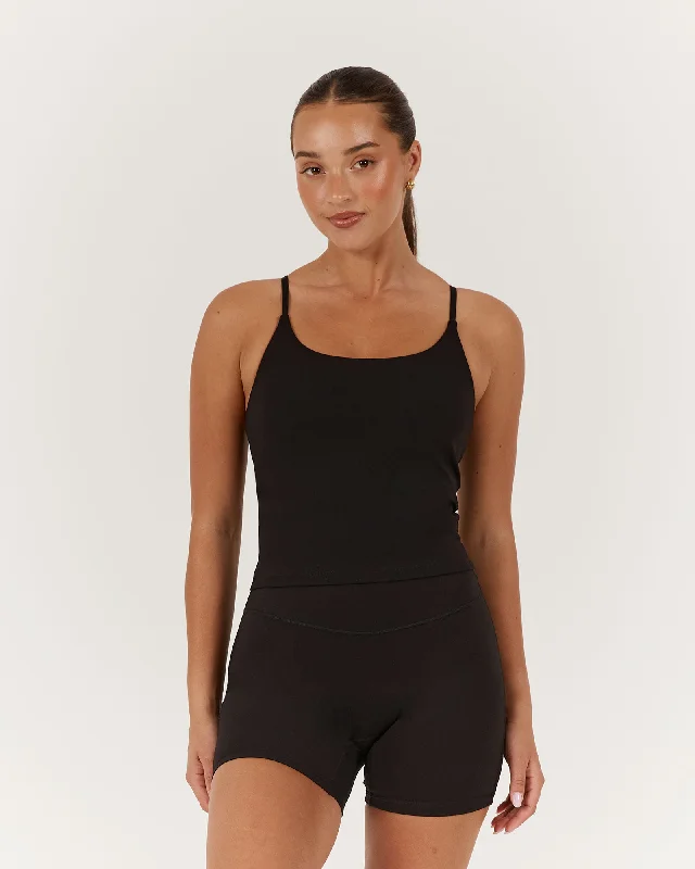 Online Only MOTION THIN STRAP TOP - BLACK