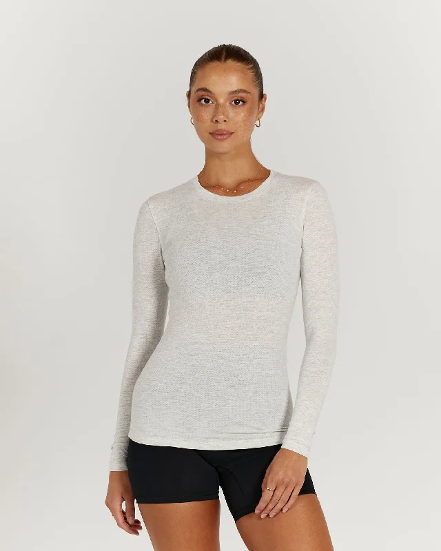 Price Buster MYLA FITTED LONG SLEEVE - SNOW GREY