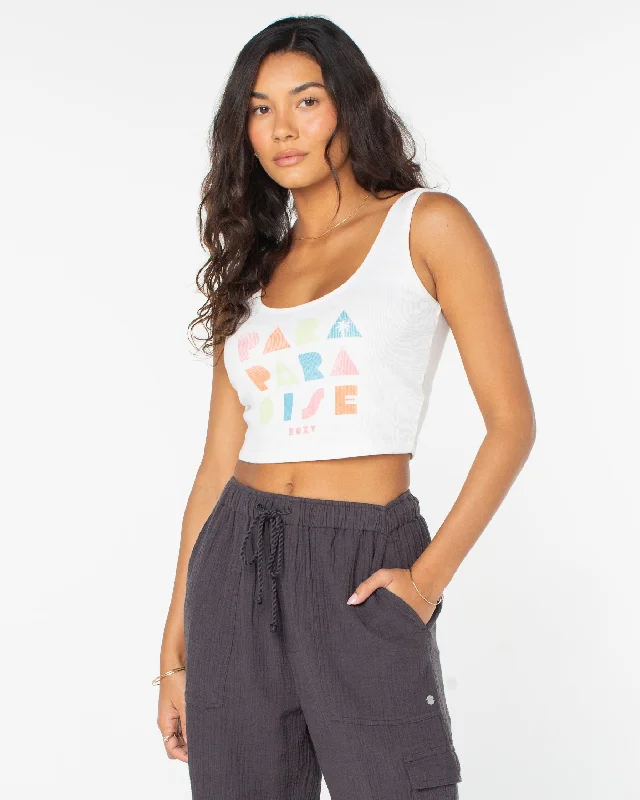 Incredible Offers Para Paradise Cropped Tank Top - Bright White
