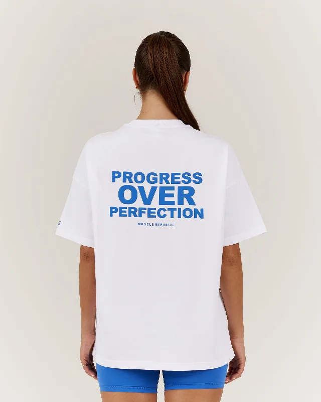 Don't Wait PROGRESS OVER PERFECTION TEE - WHITE