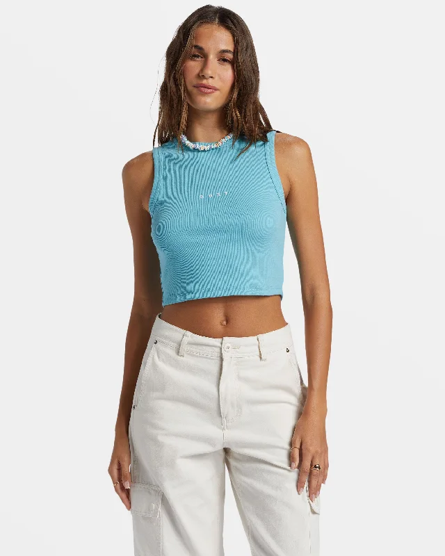 Steals and Deals Roxify Fitted Rib Tank Top - Maui Blue