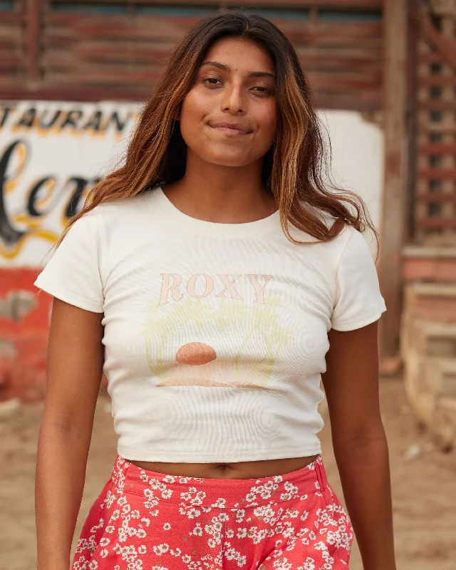 Limited Edition Roxy All Day Shrunken T-Shirt - Egret