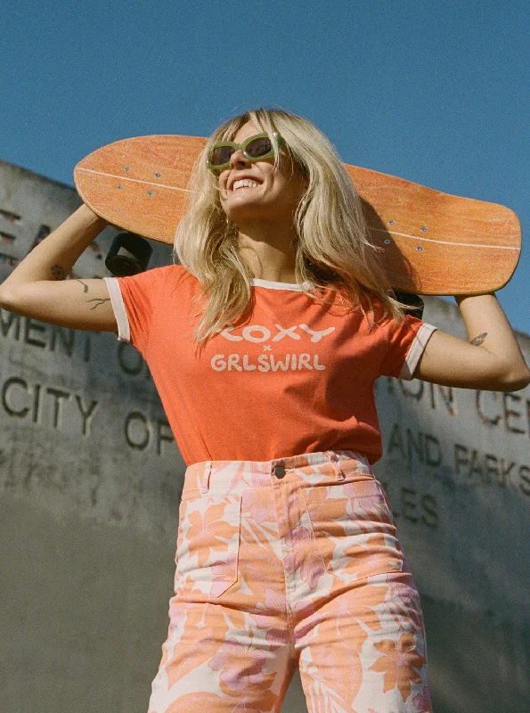 Weekend Deal Roxy x Grl Swirl Ringer T-Shirt - Tigerlily