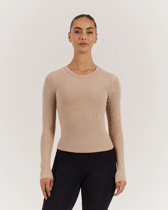 Holiday Sale STANCE RIBBED LONG SLEEVE TOP - ALMOND