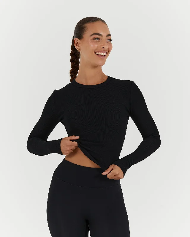 Warehouse Sale STANCE RIBBED LONG SLEEVE TOP - BLACK