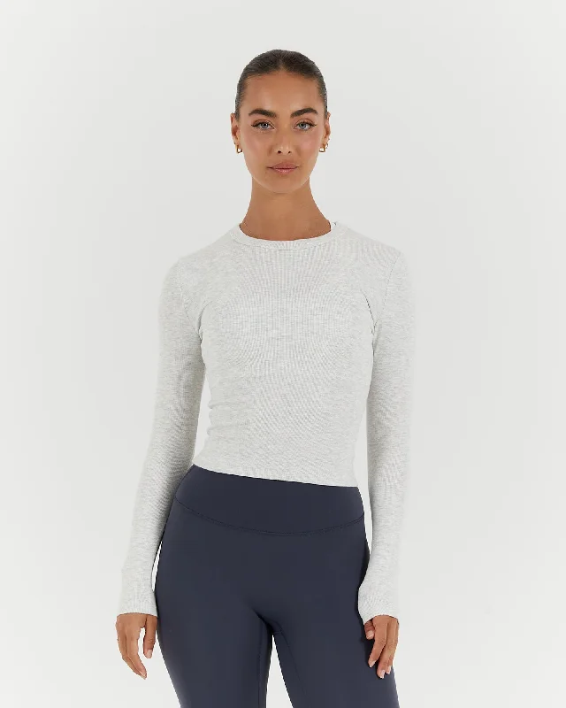 Epic Deals STANCE RIBBED LONG SLEEVE TOP - SNOW GREY
