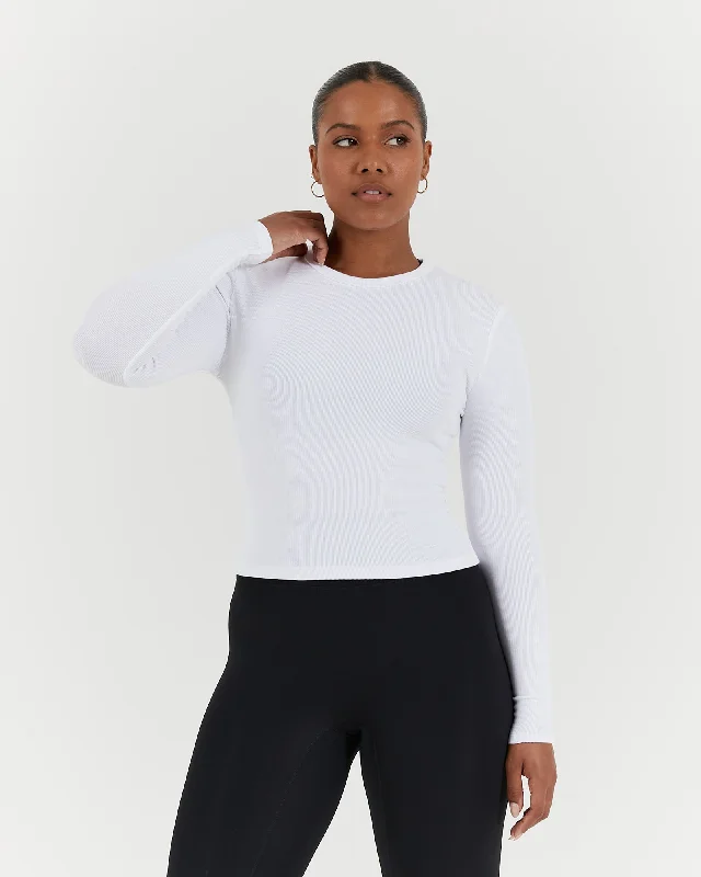 Price Fest STANCE RIBBED LONG SLEEVE TOP - WHITE
