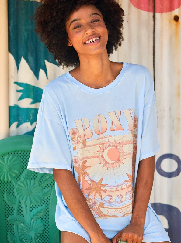 Price Drop Star Chart Oversized Boyfriend T-Shirt - Bel Air Blue