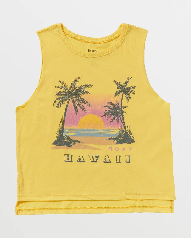 Limited Stock Sunset Beach Hawaii Tank - Banana Cream