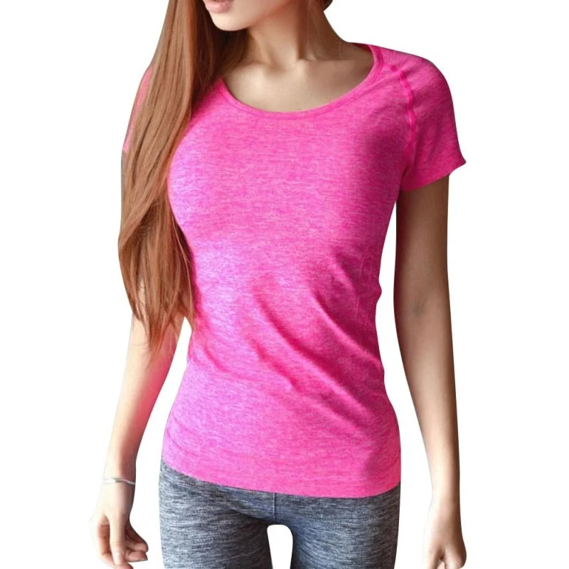 Inventory Reduction *Women Professional Yoga Shirts Top Fitness Running Gym Sports T Shirt  Quick Drying Short Tees Jogging Exercises Tops
